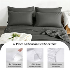 6-Piece Brushed Microfiber Bed Sheet Set - NTBAY