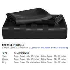 Ntbay 3-Pieces Silky Satin Stripe Duvet Cover Set