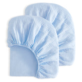 NTBAY 2 Pack Muslin Cotton Crib Sheets, Soft and Breathable Double Layer Baby Crib Sheets