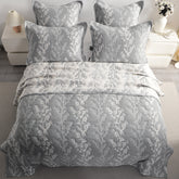 5 Piece Cotton Muslin Bedding Set, Three-layer Bed Blanket and Pillow Shams, Soft Yarn Dyed Quilt Set - NTBAY