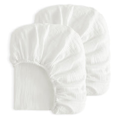 NTBAY 2 Pack Muslin Cotton Crib Sheets, Soft and Breathable Double Layer Baby Crib Sheets