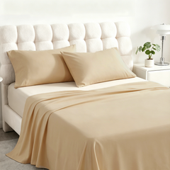 3 Pieces Brushed Microfiber Flat Sheet Set with Envelope Pillow Cases - NTBAY