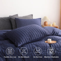 2/3 Pieces Breathable Seersucker Textured Duvet Cover Set|NTBAY®️ - NTBAY