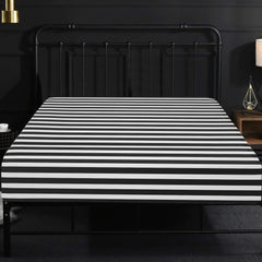 NTBAY Twin Fitted Sheet – Soft, Striped, Deep Pocket, Black & White