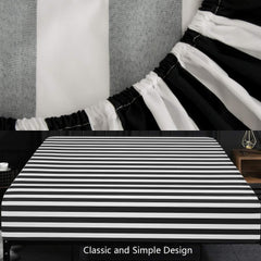 NTBAY Twin Fitted Sheet – Soft, Striped, Deep Pocket, Black & White