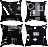 NTBAY Bedsum Set of 4 Black & White Geometric Throw Pillow Covers