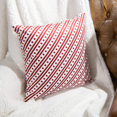 NTBAY Velvet Throw Pillow Cover – Red & White Dotted Design (18"x18")