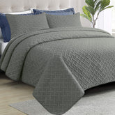 NTBAY Twin Quilt Set 68x96 – Grey Bedspread with 1 Pillow Sham