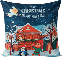 NTBAY Bedsum Snowy Night Decorative Linen Pillow Cover 18x18 inches