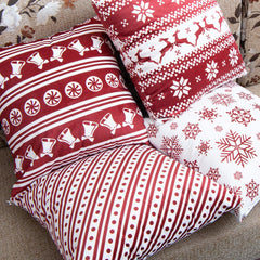 NTBAY Velvet Throw Pillow Cover – Red & White Dotted Design (18"x18")