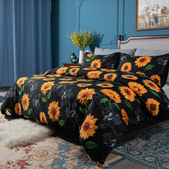 NTBAY Queen Duvet Cover Set – 3 Pieces, Sunflower Print
