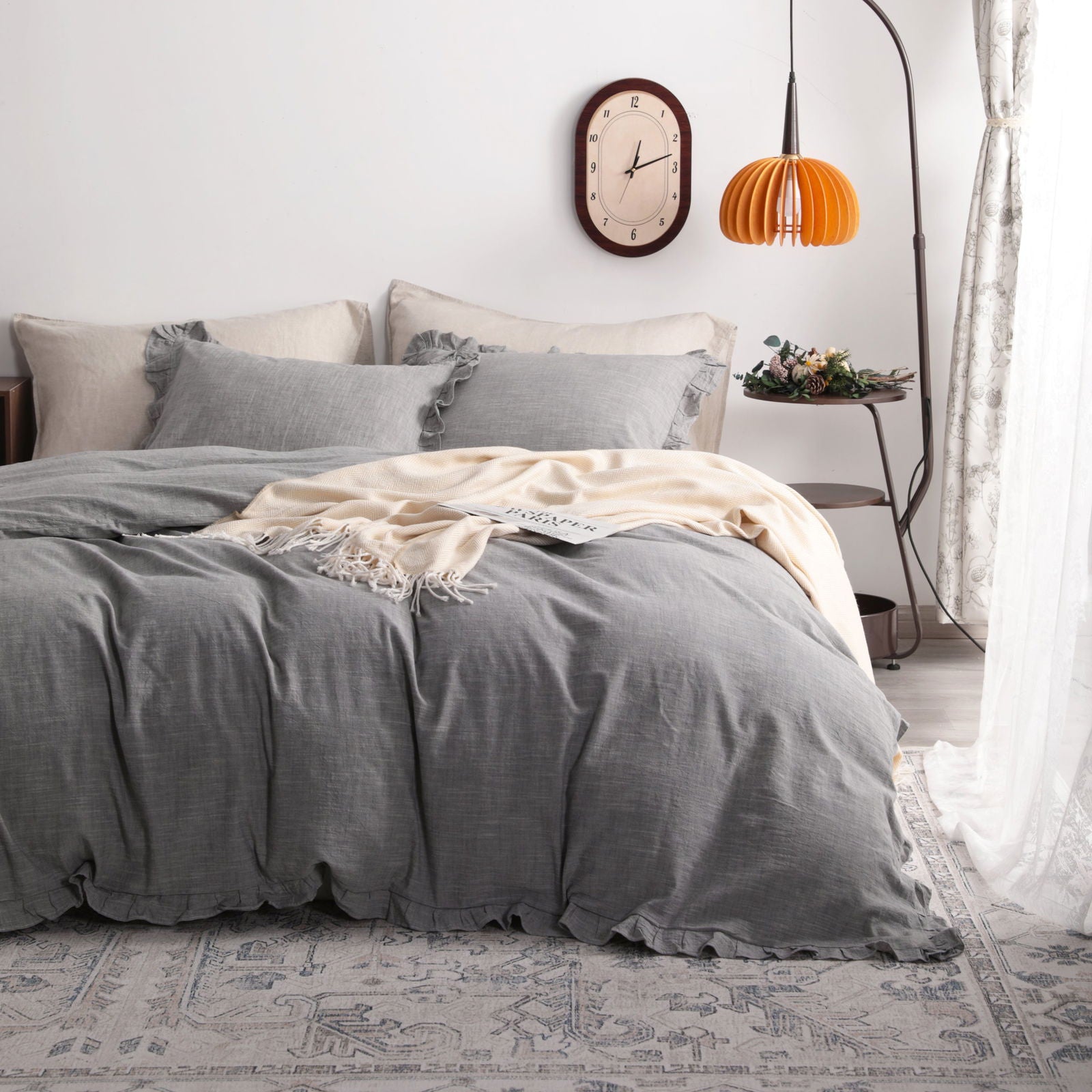 NTBAY 3 Pieces Linen Solid Color Duvet Cover Set - NTBAY
