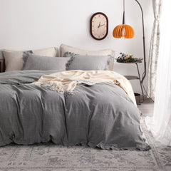 NTBAY 3 Pieces Linen Solid Color Duvet Cover Set - NTBAY