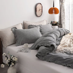 NTBAY 3 Pieces Linen Solid Color Duvet Cover Set - NTBAY