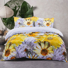 NTBAY 3 Pieces Sunflowers Pattern Microfiber Duvet Cover Set - NTBAY