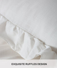 NTBAY Linen 3 Pieces Duvet Cover Set Solid Color with Exquisite Ruffles Design - NTBAY