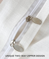 NTBAY Linen 3 Pieces Duvet Cover Set Solid Color with Exquisite Ruffles Design - NTBAY