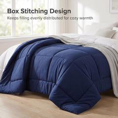 7-Piece Microfiber Comforter Bedding Set, Contrast Design with Deep Pocket Fitted Sheet - NTBAY