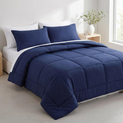 7-Piece Microfiber Comforter Bedding Set, Contrast Design with Deep Pocket Fitted Sheet - NTBAY