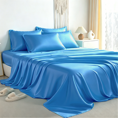 6-Piece Satin Bed Sheet Set, Silky Cooling Soft Sheet Set with Pillowcases - NTBAY