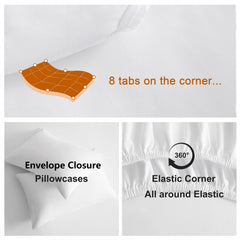 7-Piece Microfiber Comforter Bedding Set, Contrast Design with Deep Pocket Fitted Sheet - NTBAY