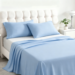 3 Pieces Brushed Microfiber Flat Sheet Set with Envelope Pillow Cases - NTBAY
