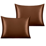 NTBAY Satin Pillowcases with Envelope Closure 2 Pcs-Standard (20 x 26 inches) / Brown - NTBAY
