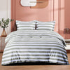 NTBAY Smoke Grey and White Striped Microfiber Queen Duvet Cover Set Twin (68 x 90 inches) - NTBAY