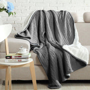 NTBAY Cable Knitted Sherpa Twin Blanket, 60 x 80 inches Twin (60 x 80 inches) / Grey - NTBAY