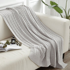 NTBAY 51 x 67 inches 100% Cotton Cable Knit Throw Blanket - NTBAY