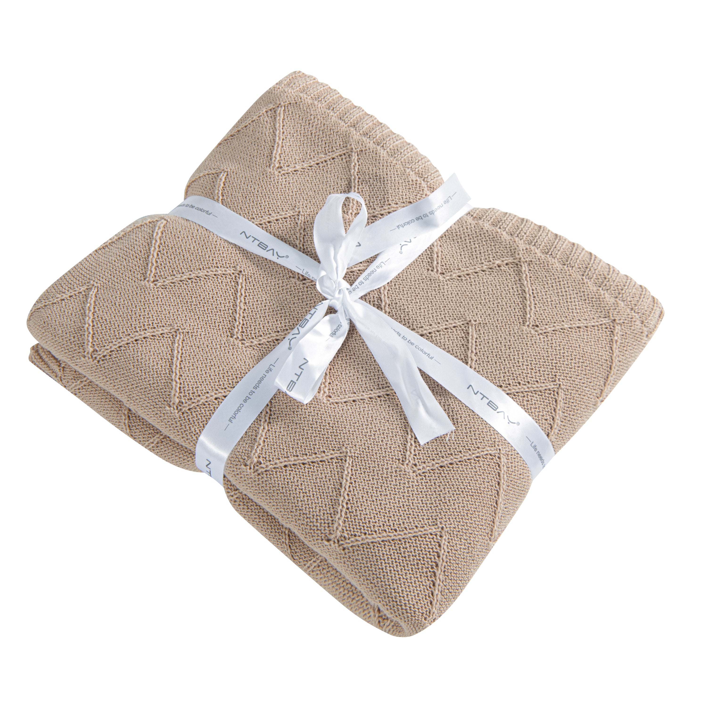 NTBAY Eco-friendly Materials Cotton Alternative 51 x 67 Inches Cable Knitted Throw Blanket Khaki / Throw (51 x 67 inches) - NTBAY