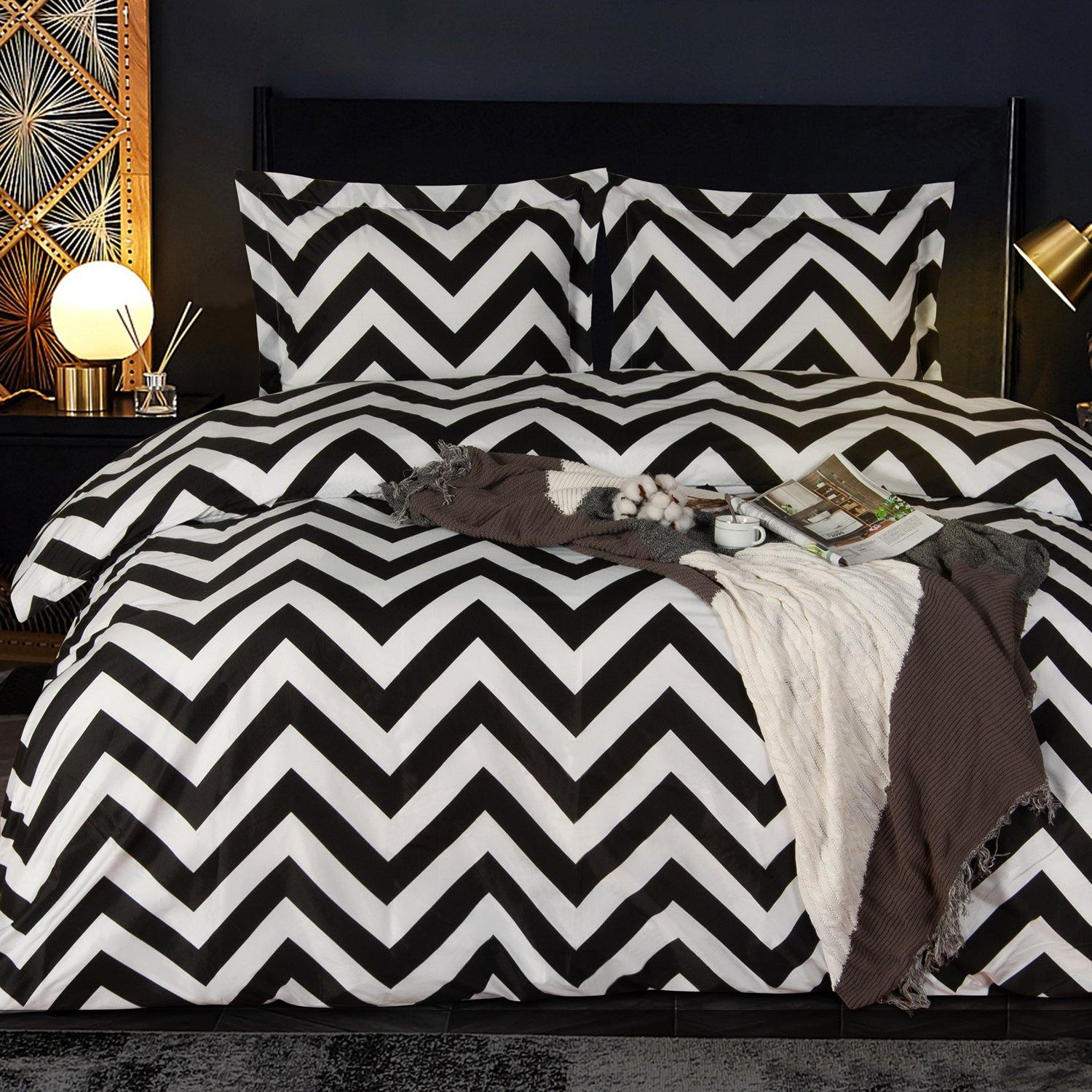 NTBAY 3 Pieces Chevron Pattern Microfiber Duvet Cover Set - NTBAY