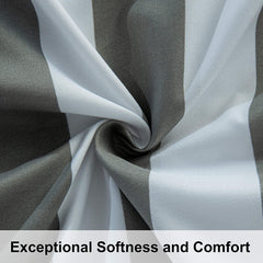 NTBAY 3 Pieces Smoke Gray and White Striped Pattern Microfiber Duvet Cover Set - NTBAY