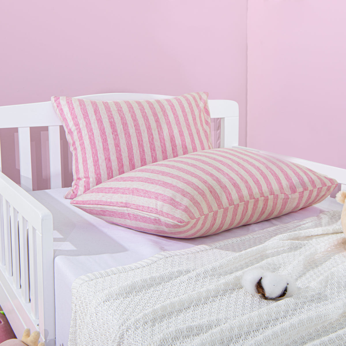 NTBAY 2 Pack Cotton 13" x18" Pillows with Toddler Cotton Pillowcases