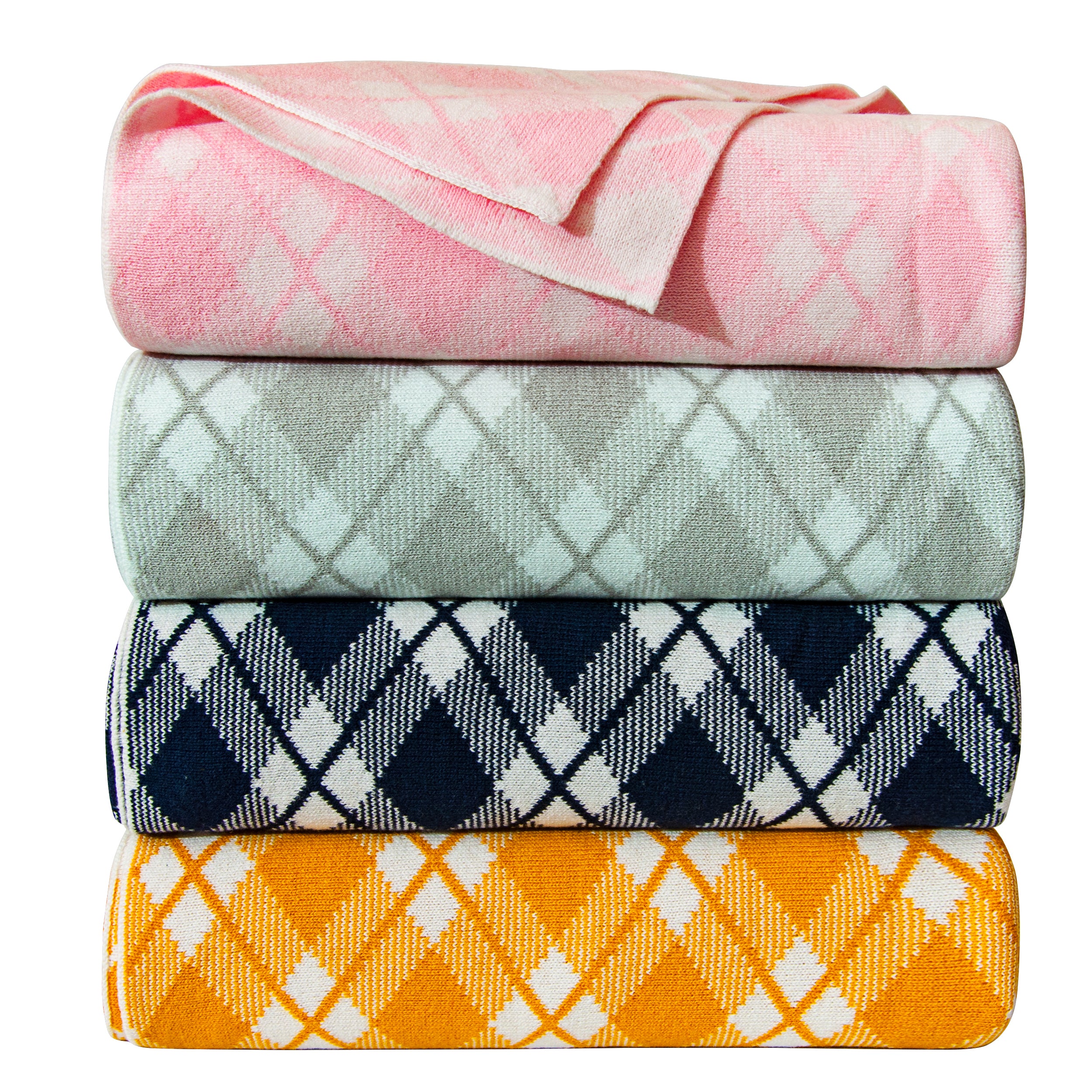 NTBAY Cotton Cable Knit Grid Toddler Blanket – Soft & Warm