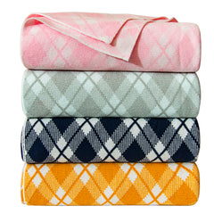 NTBAY Cotton Cable Knit Grid Toddler Blanket – Soft & Warm