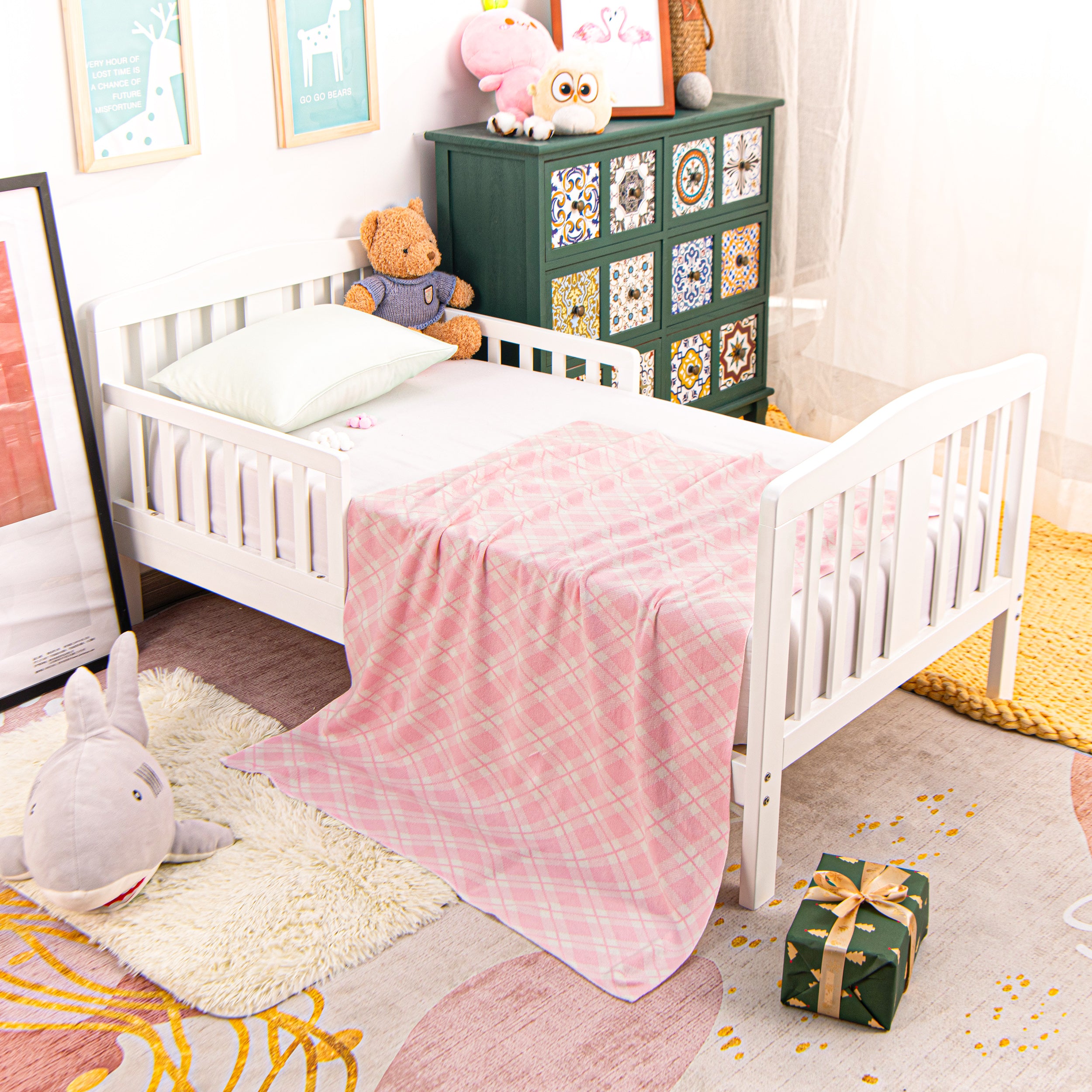 NTBAY Cotton Cable Knit Grid Toddler Blanket – Soft & Warm