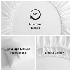 4 Piece Cooling Comforter Set with Pllowcases & Fitted Sheet, Queen - NTBAY