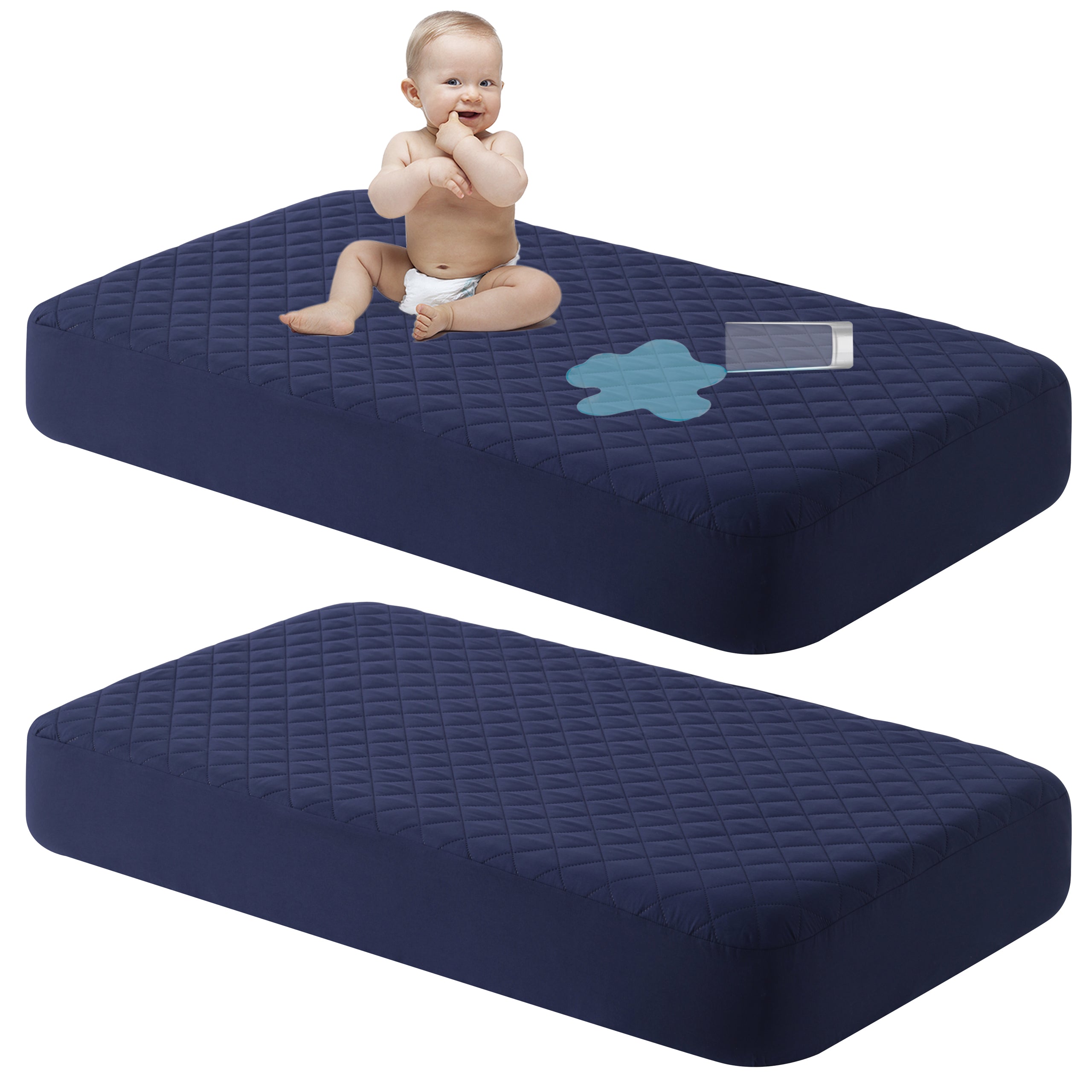 NTBAY 2-Pack Waterproof Crib Mattress Protectors – Washable