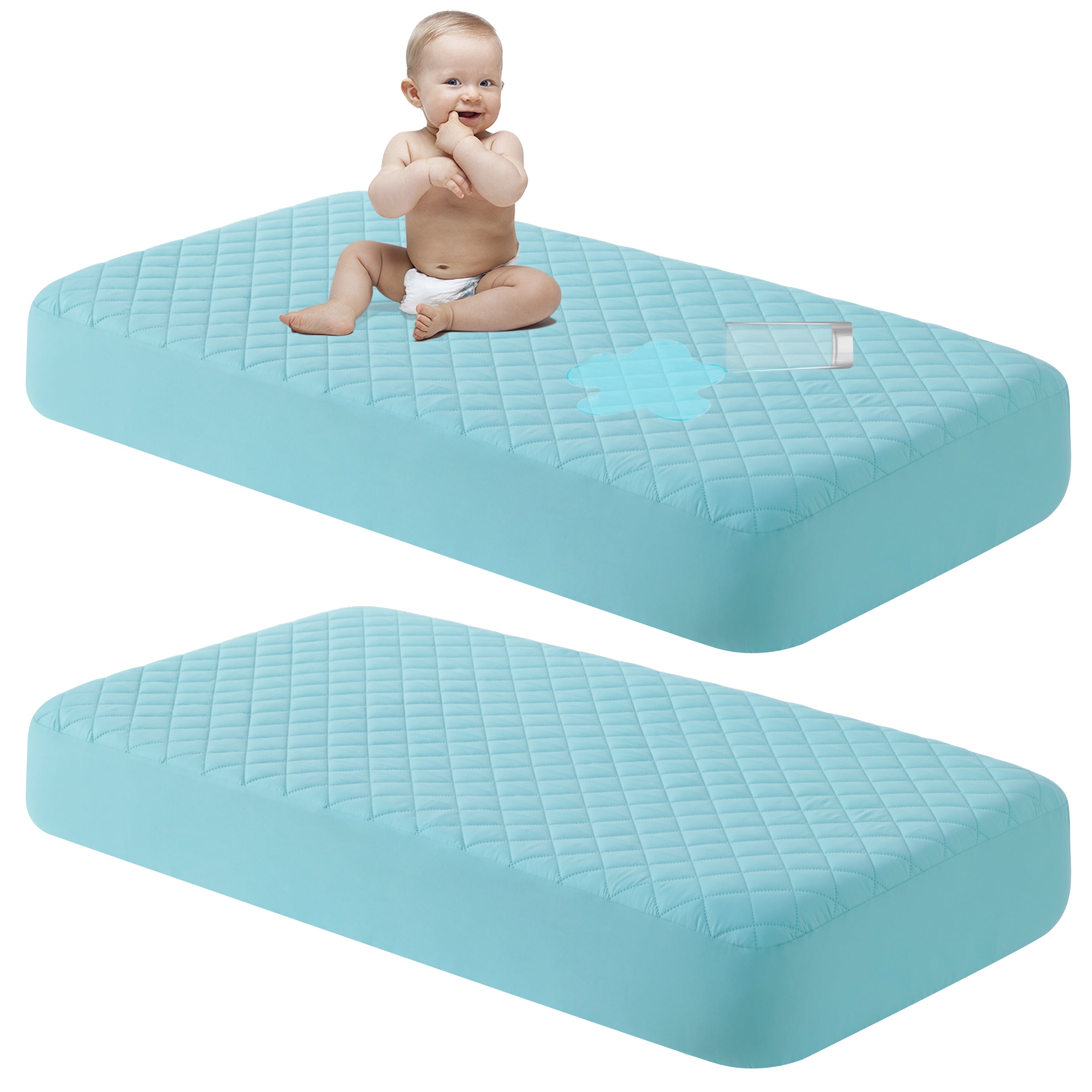 NTBAY 2-Pack Waterproof Crib Mattress Protectors – Washable