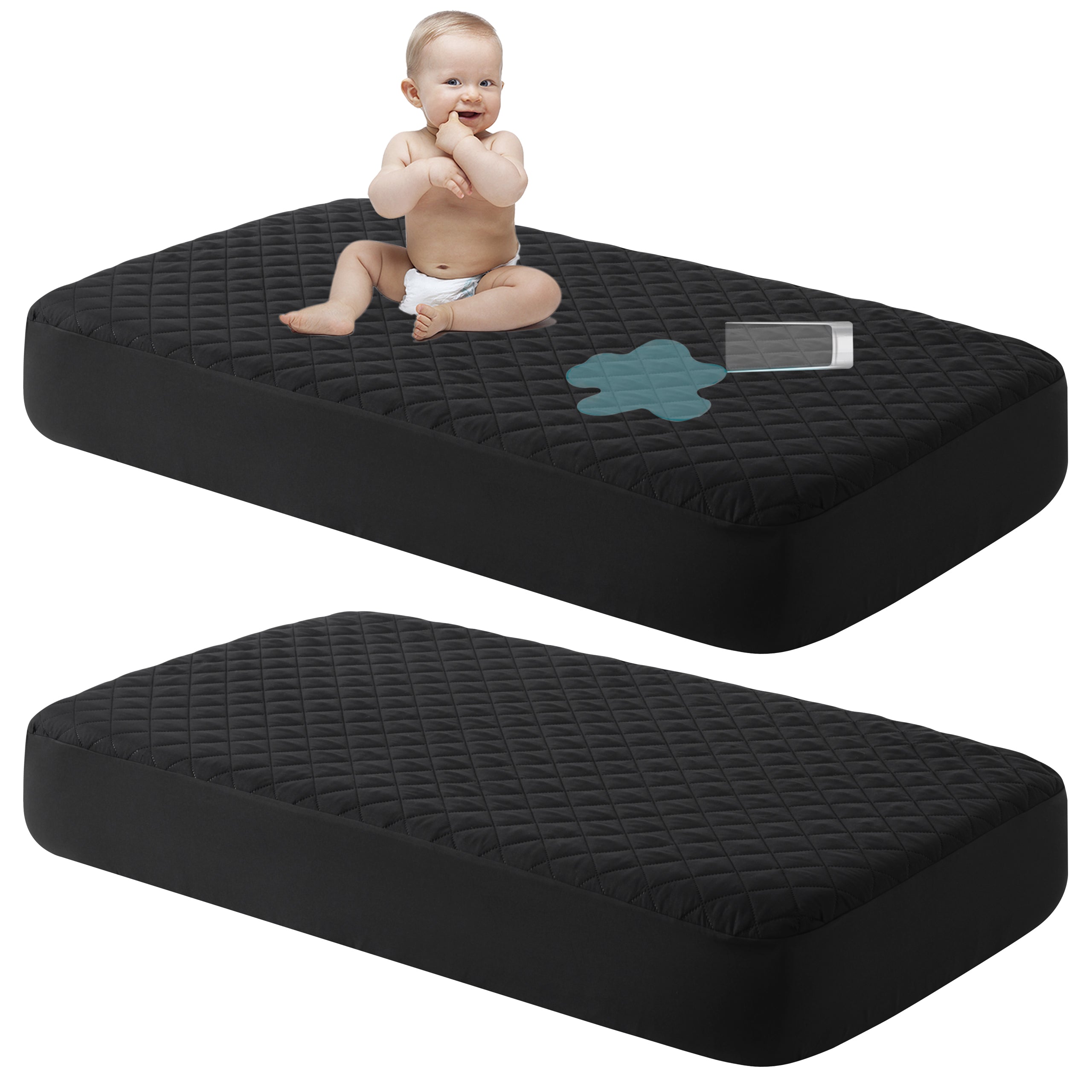 NTBAY 2-Pack Waterproof Crib Mattress Protectors – Washable