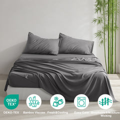 Ntbay 3/4-Pieces Bamboo Bed Sheets Set, Ultra Breathable & Cooling Bedding Set