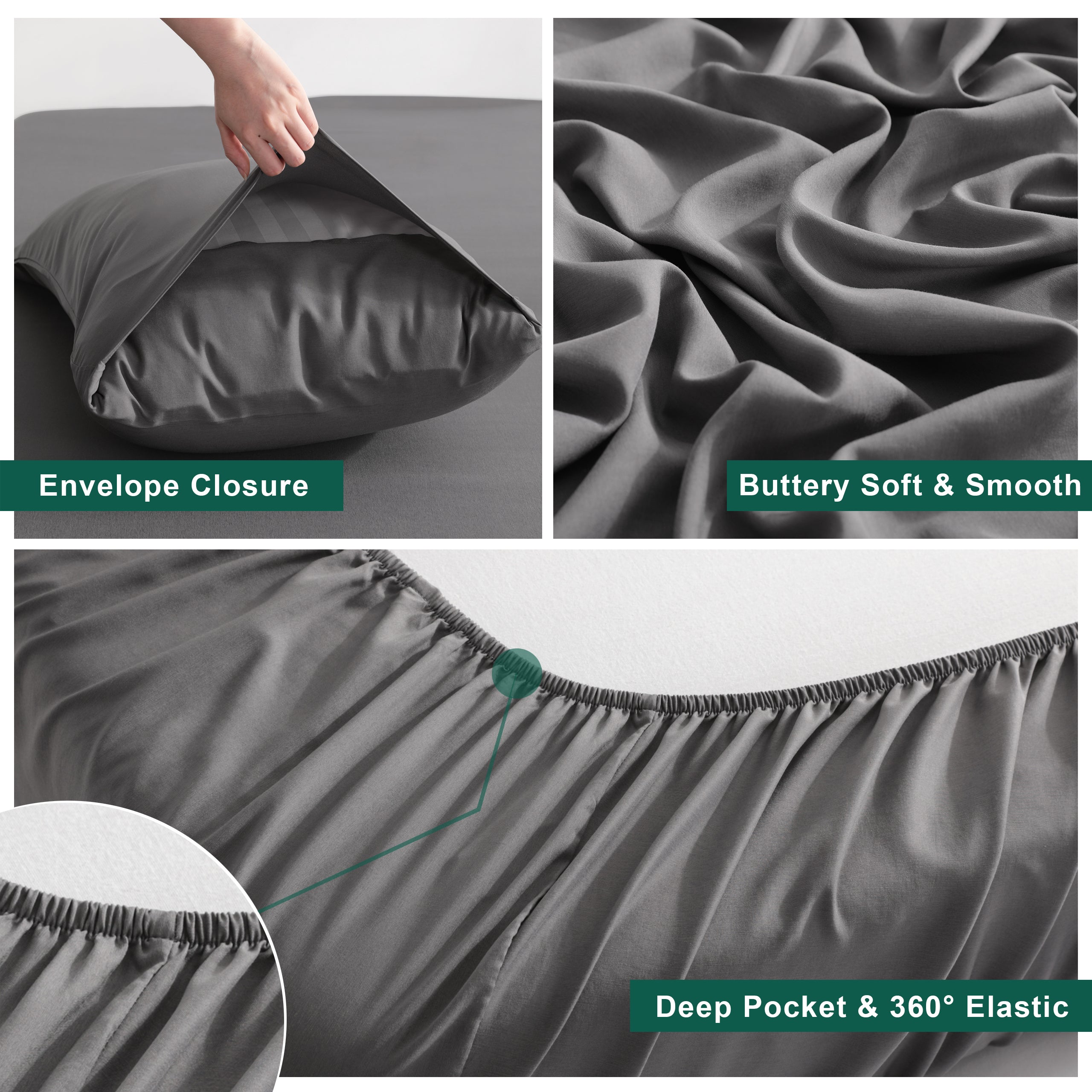 Ntbay 3/4-Pieces Bamboo Bed Sheets Set, Ultra Breathable & Cooling Bedding Set