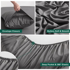 Ntbay 3/4-Pieces Bamboo Bed Sheets Set, Ultra Breathable & Cooling Bedding Set