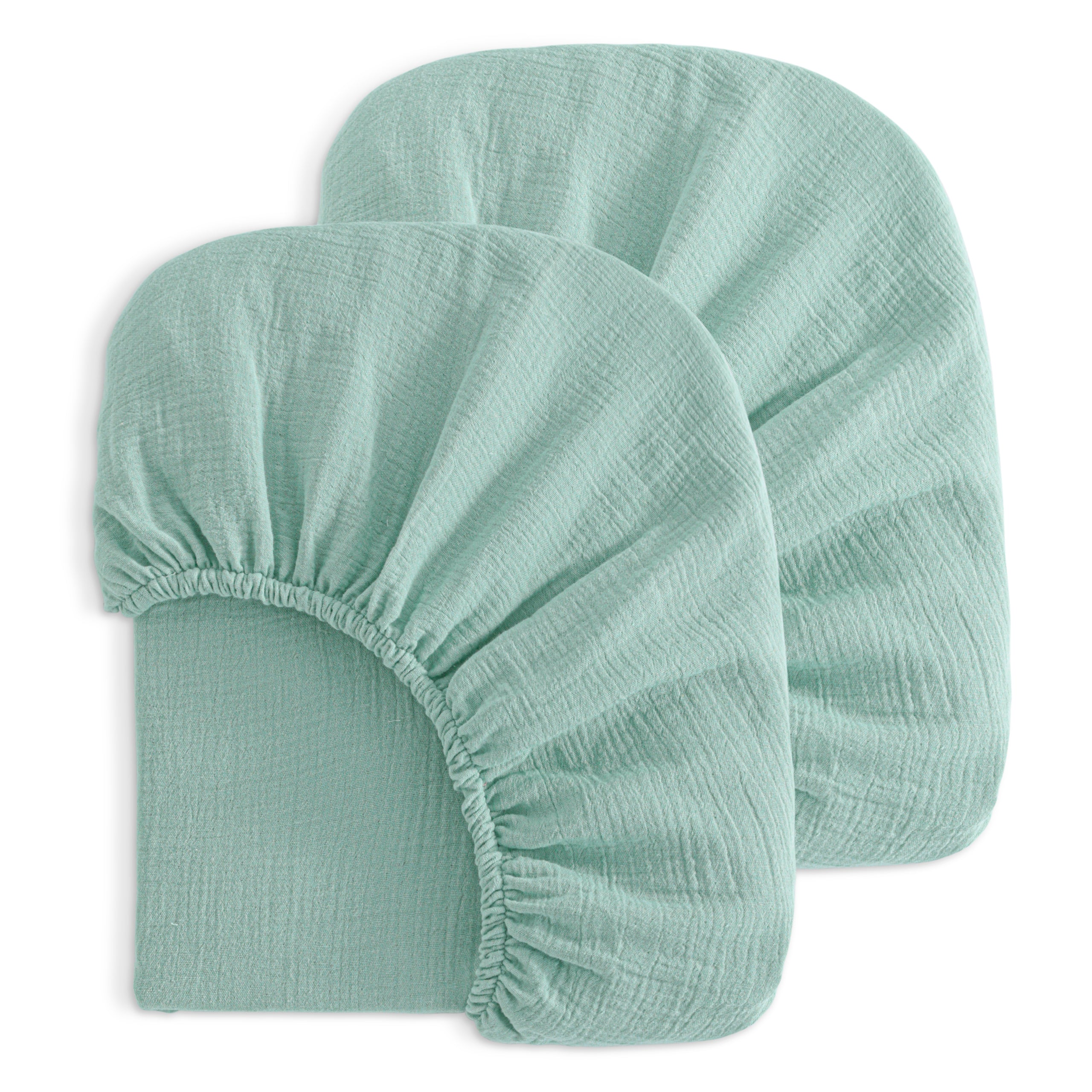 NTBAY 2 Pack Muslin Cotton Crib Sheets, Soft and Breathable Double Layer Baby Crib Sheets