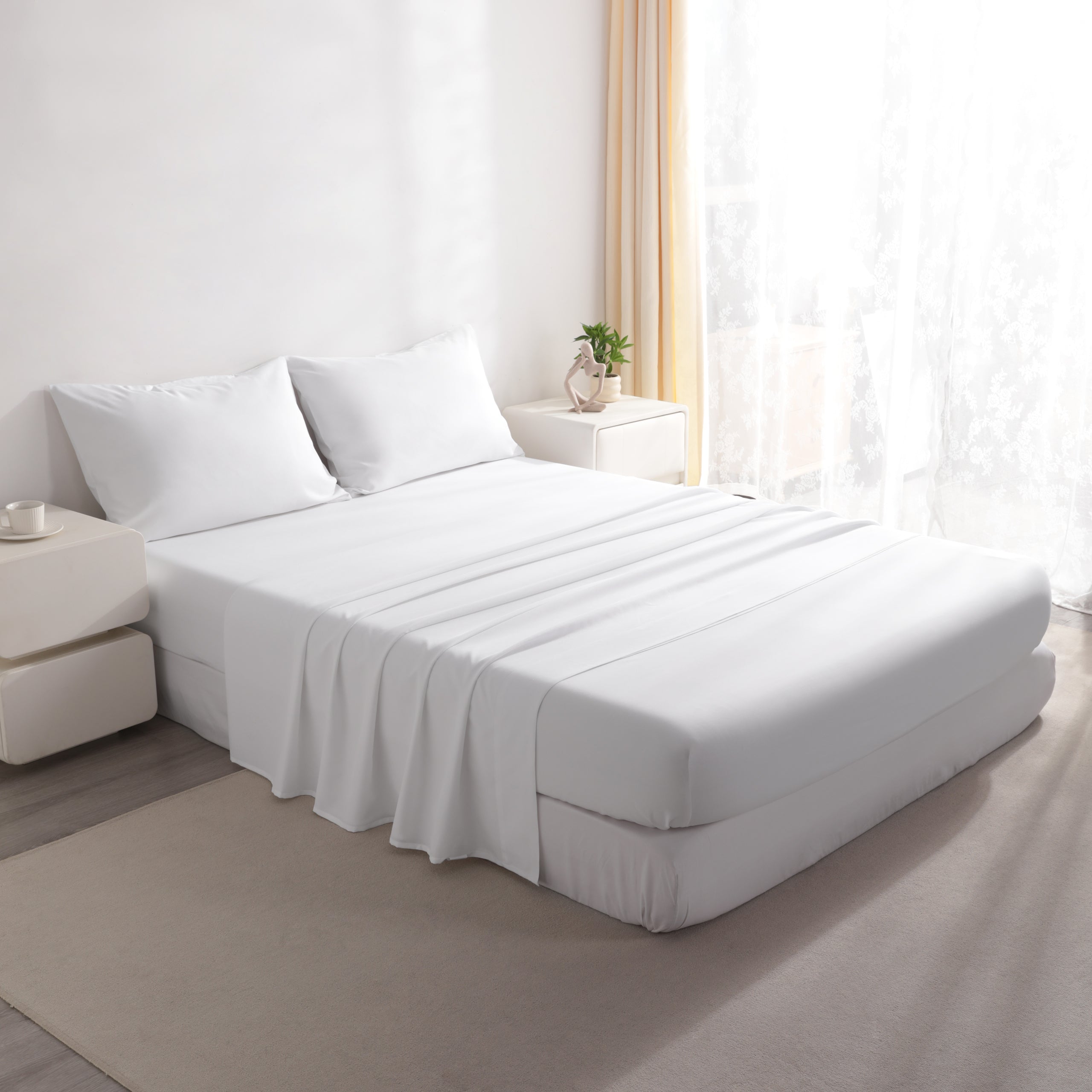 Ntbay 3/4-Pieces Bamboo Bed Sheets Set, Ultra Breathable & Cooling Bedding Set