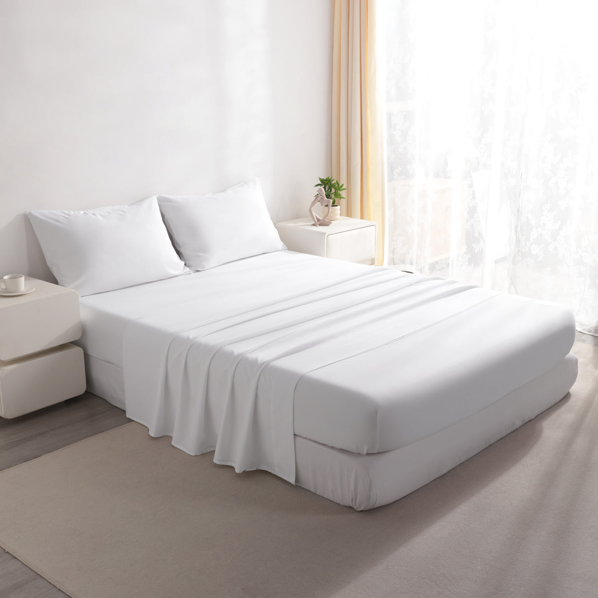 Ntbay 3/4-Pieces Bamboo Bed Sheets Set, Ultra Breathable & Cooling Bedding Set