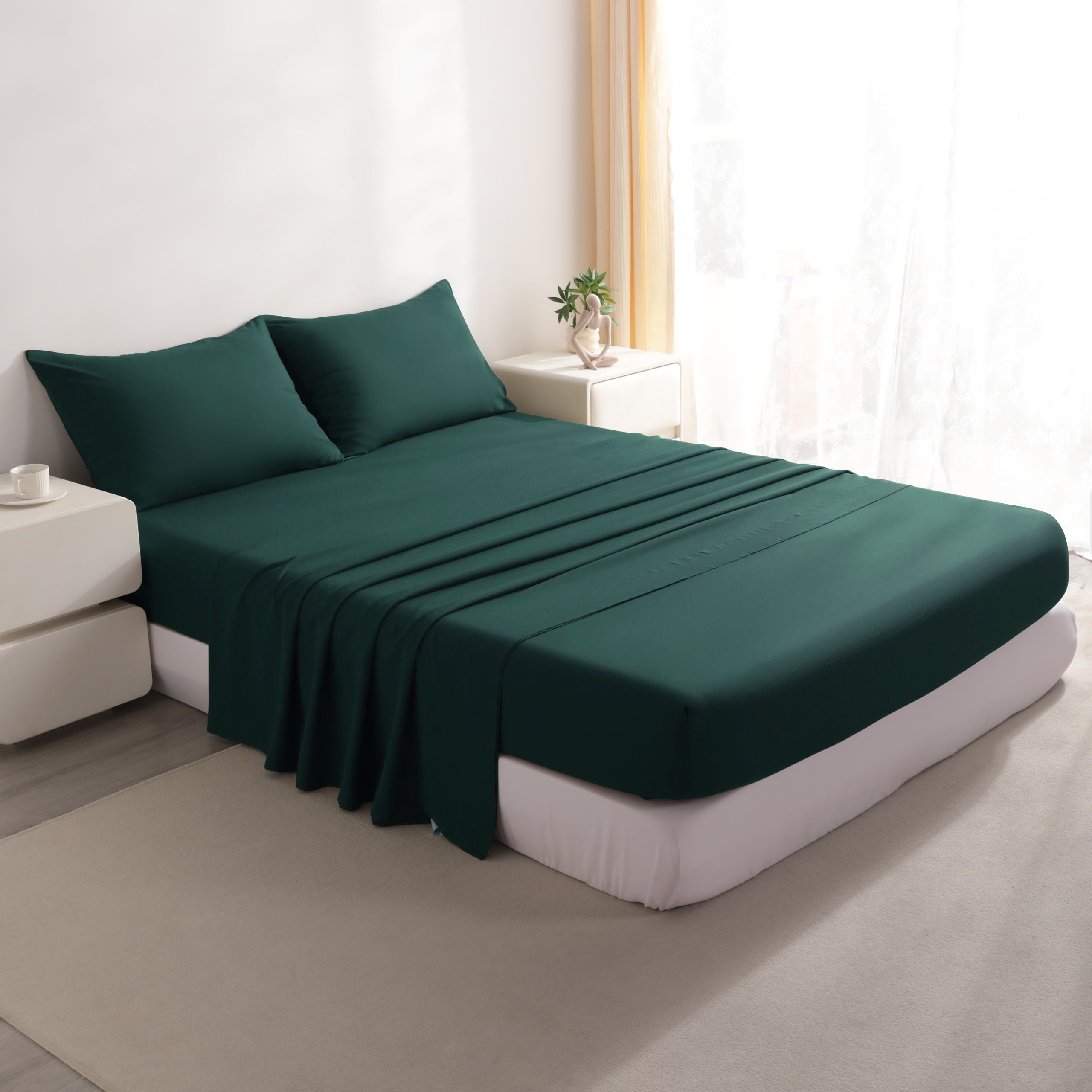 Ntbay 3/4-Pieces Bamboo Bed Sheets Set, Ultra Breathable & Cooling Bedding Set