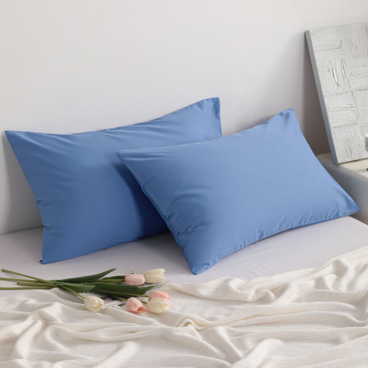 Ntbay - Juego de 2 fundas de almohada de algodón ultrasuaves con cierre de sobre, fundas de almohada transpirables y suaves