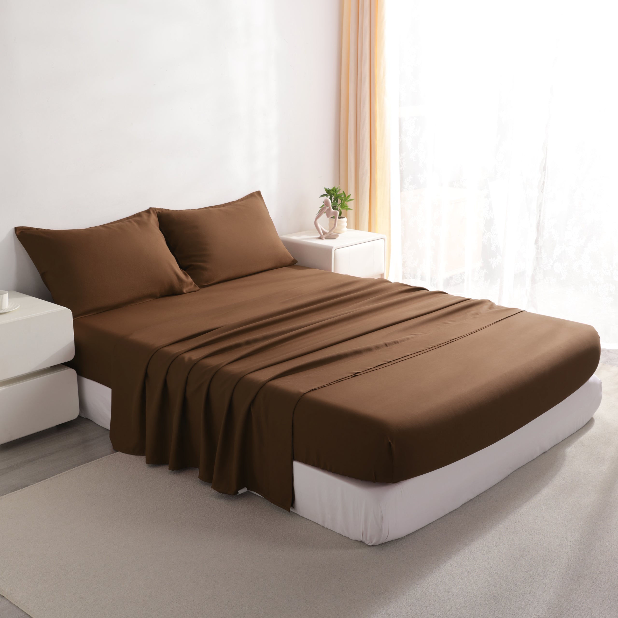 Ntbay 3/4-Pieces Bamboo Bed Sheets Set, Ultra Breathable & Cooling Bedding Set